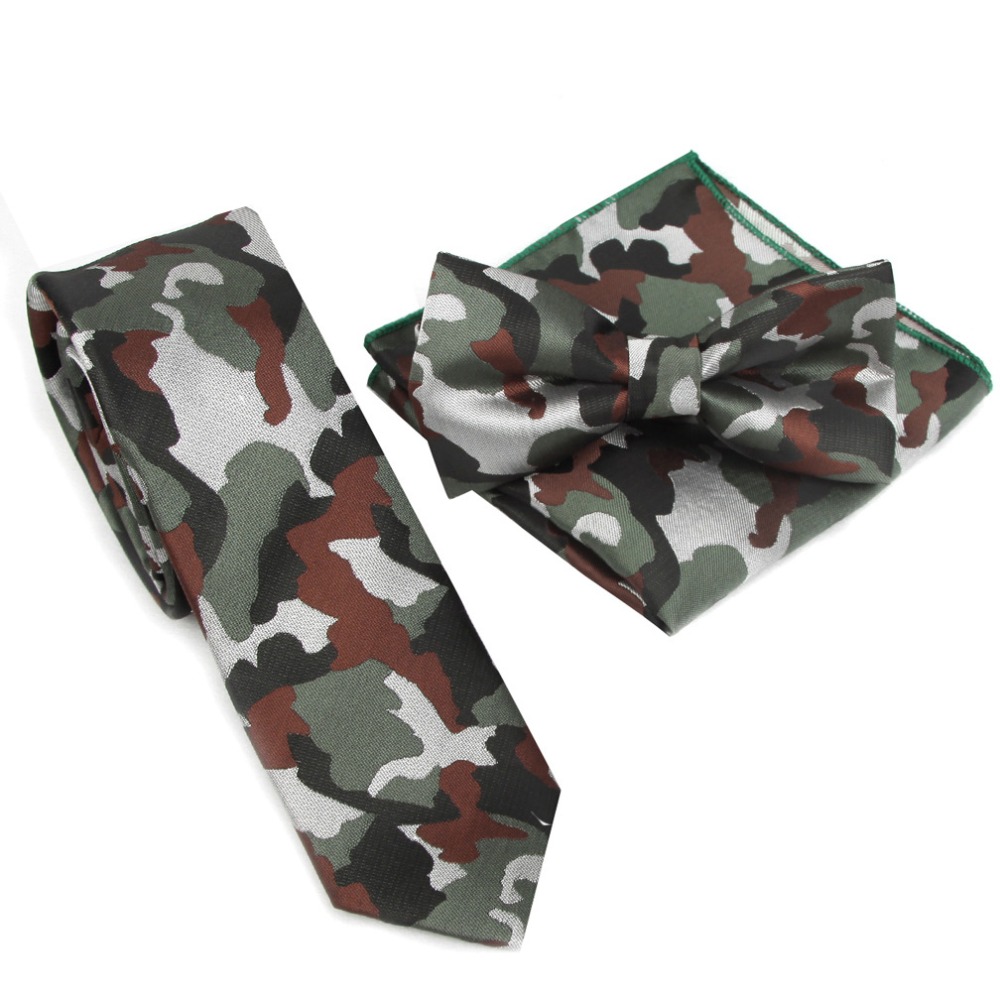 Skinny Tie Men - Tarnmuster Schmale Fliege Set für Herren