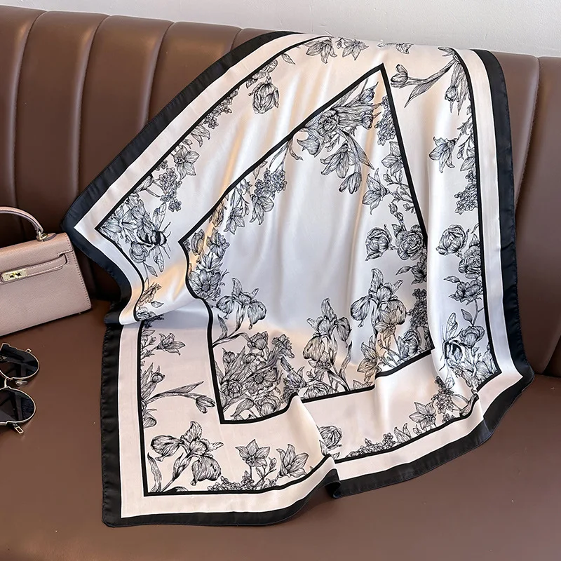 70*70cm Luxus Blumen druck Sei – Silk Neck Scarf Bewertung und Preis