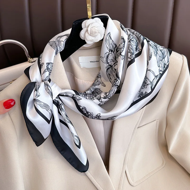 70*70cm Luxus Blumen druck Sei – Silk Neck Scarf Bewertung und Preis